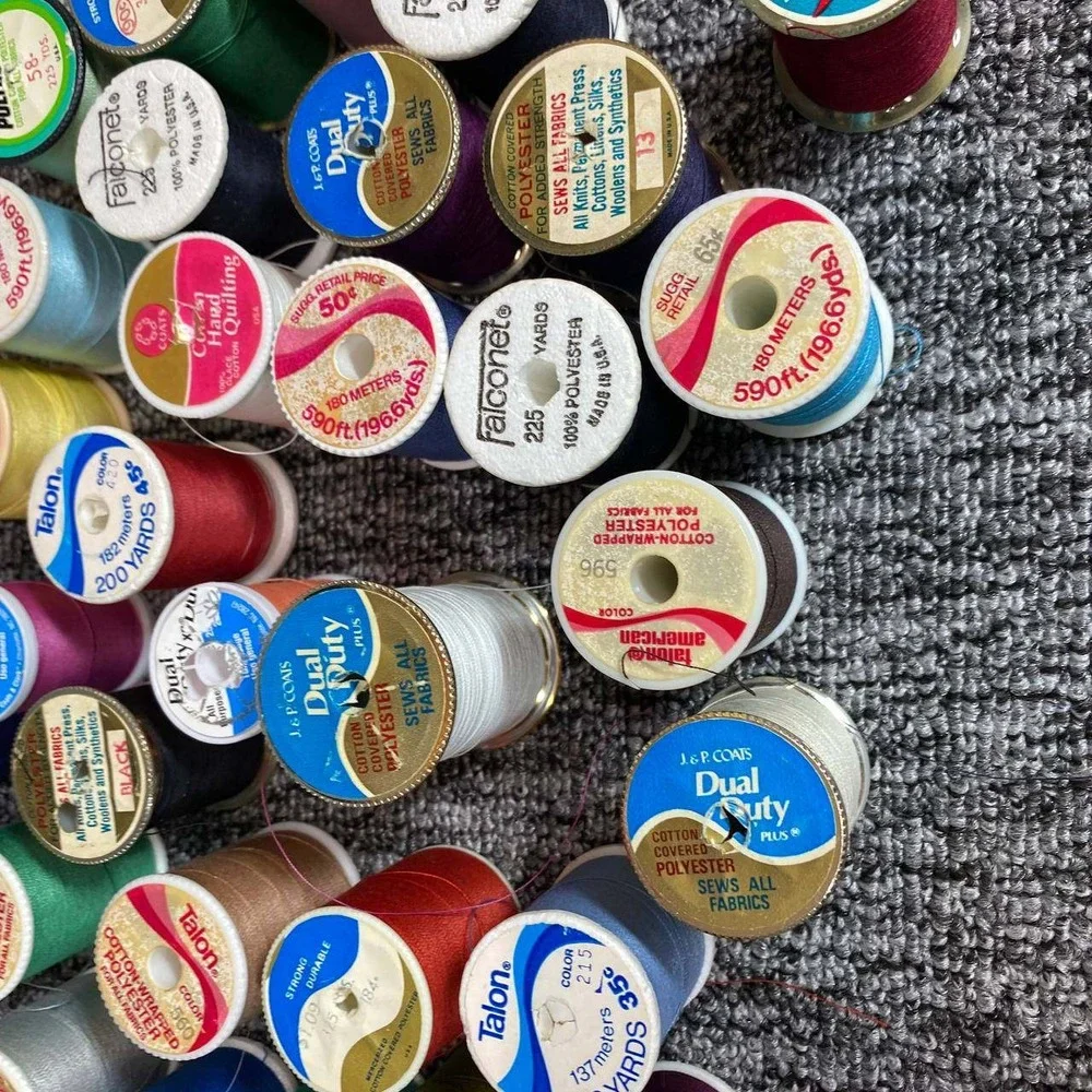 Vintage Mixed Sewing Thread Spools Lot of 36‎ Multicolored Crafting Supplies